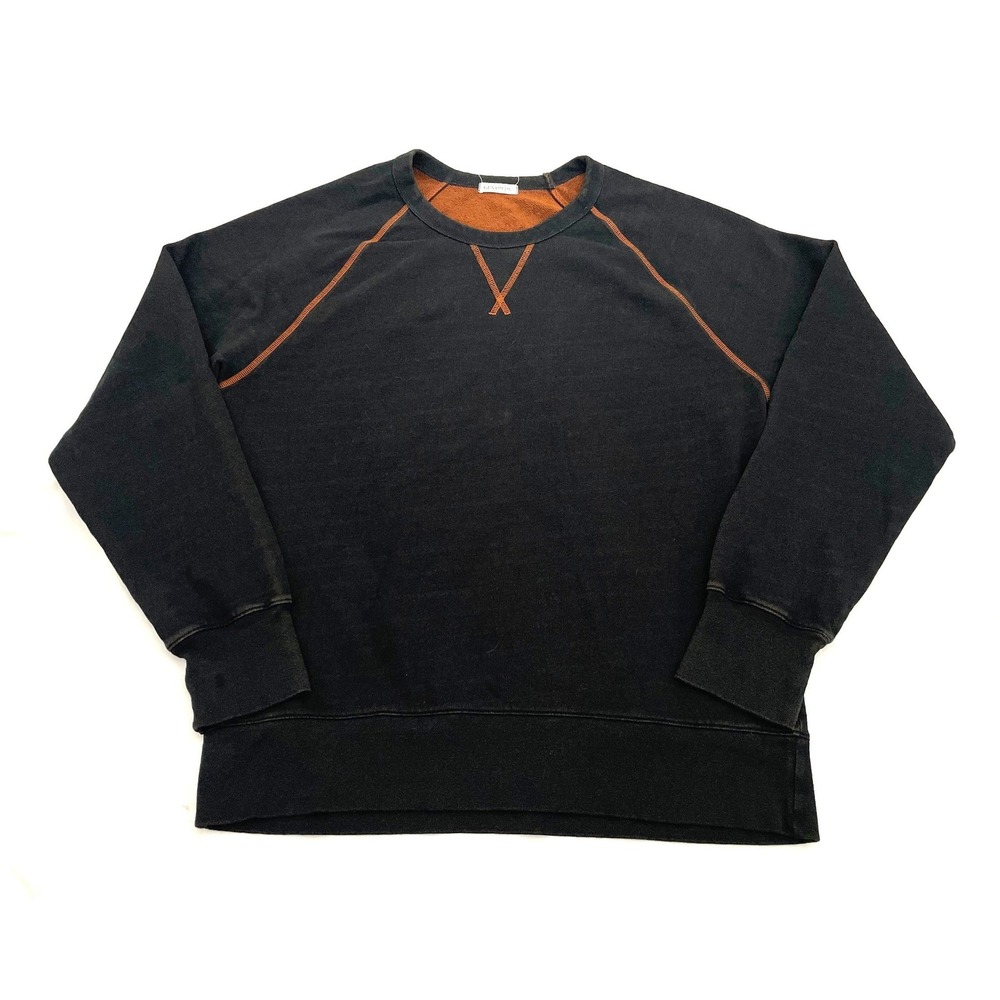 Gustin Crewneck Sweatshirt XL Black Contrast Stitch Raglan French Terry USA Made